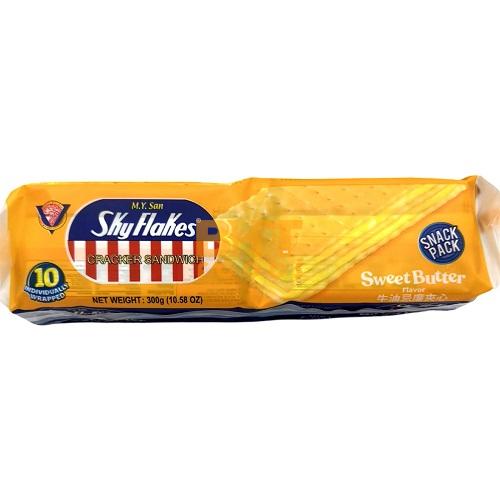 M.Y. San - Skyflakes - Cracker Sandwich - Sweet Mantikilya - Sweet Butter Cream Flavor - 10 Pack - 300 G