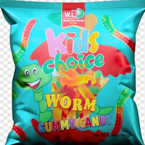 KIDS CHOICE WORM GUMMY CANDY 100G