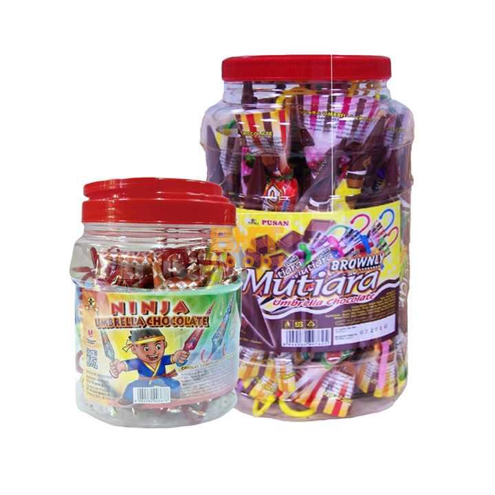 Pusan Mutiara and Ninja Umbrella Shaped Sweet Chocolate Milk Stick Sweets Confectionery Candies