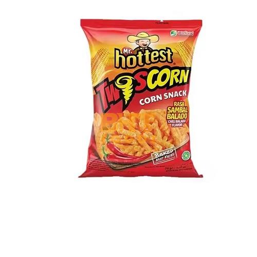 Mr. Hottest Twiscorn Snack 70gr Chili Balado Spicy Flavor 